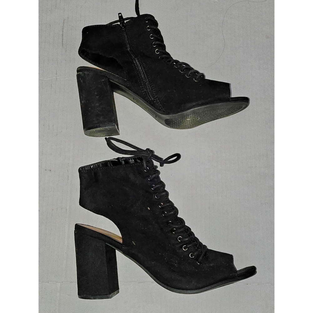 Seven Dials Tessaly Open Toe Booties Suede Upper Lace Up Womens Size 9.5M
